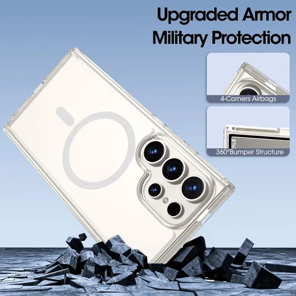 Clear_MagSafe_Hard_Back_Cover_Case_Magsafe_Compatible_With_Samsung_Galaxy_S23_Ultra_5G__Wireless_Charging__Ultrahybrid_Full_Body_Protection