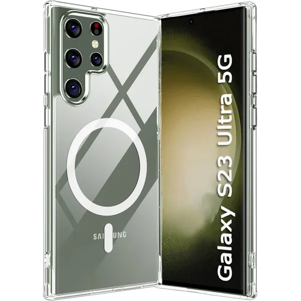 Clear_MagSafe_Hard_Back_Cover_Case_Magsafe_Compatible_With_Samsung_Galaxy_S23_Ultra_5G__Wireless_Charging__Ultrahybrid_Full_Body_Protection