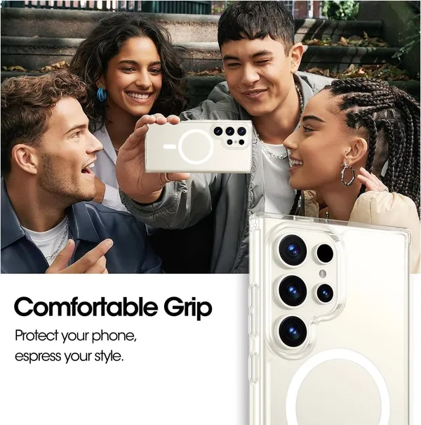 Clear_MagSafe_Hard_Back_Cover_Case_Magsafe_Compatible_With_Samsung_Galaxy_S23_Ultra_5G__Wireless_Charging__Ultrahybrid_Full_Body_Protection