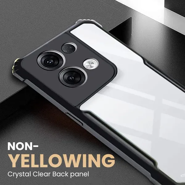 Bumper_Black_Shockproof_Bumper_Crystal__Back_Case_Cover_Compatible_With_Oppo_Reno_8_5G__Minimalist_Pc+Tpu_360_Protection_Tough_Rugged_Design