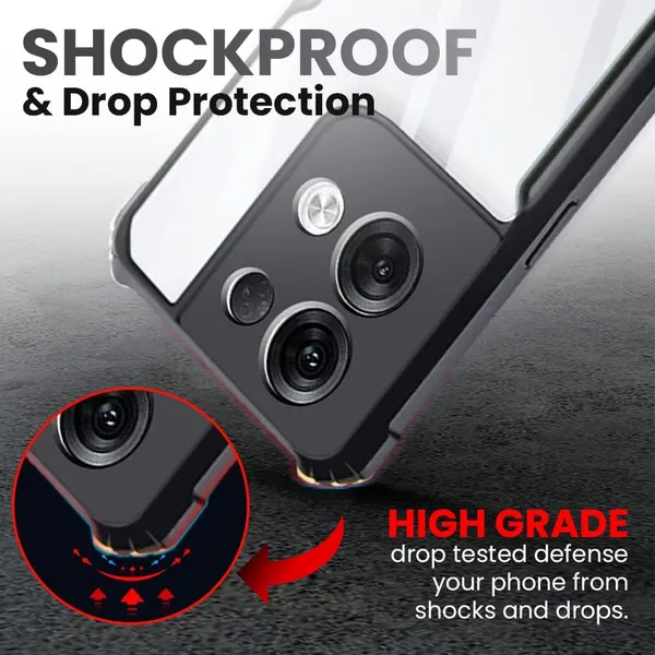 Bumper_Black_Shockproof_Bumper_Crystal__Back_Case_Cover_Compatible_With_Oppo_Reno_8_5G__Minimalist_Pc+Tpu_360_Protection_Tough_Rugged_Design