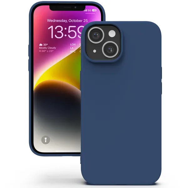 Silicone_Dark_Blue_Velvet_Silicone_Back_Case_Cover_For_Iphone_13_/_Iphone_14__Soft_Like_Silk_Liquid_Touch_In_Slim_Flexible_Matte_Finish__Inner_Microfiber_&_Raised_Rubberised_Camera_Protection_Dark_Blue