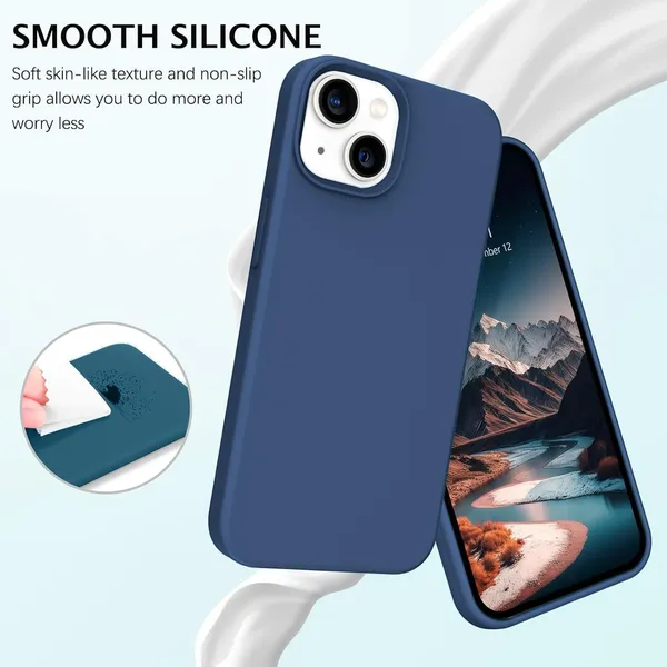 Silicone_Dark_Blue_Velvet_Silicone_Back_Case_Cover_For_Iphone_13_/_Iphone_14__Soft_Like_Silk_Liquid_Touch_In_Slim_Flexible_Matte_Finish__Inner_Microfiber_&_Raised_Rubberised_Camera_Protection_Dark_Blue