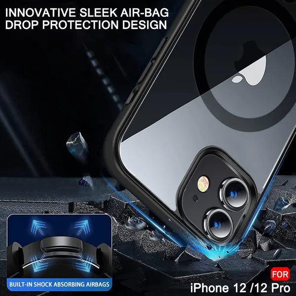 Black_Bumper_Hard_Back_Cover_Case_Magsafe_Compatible_With_Iphone_12_/_Iphone_12_Pro__Wireless_Charging__Ultrahybrid_Full_Body_Protection_Bumper