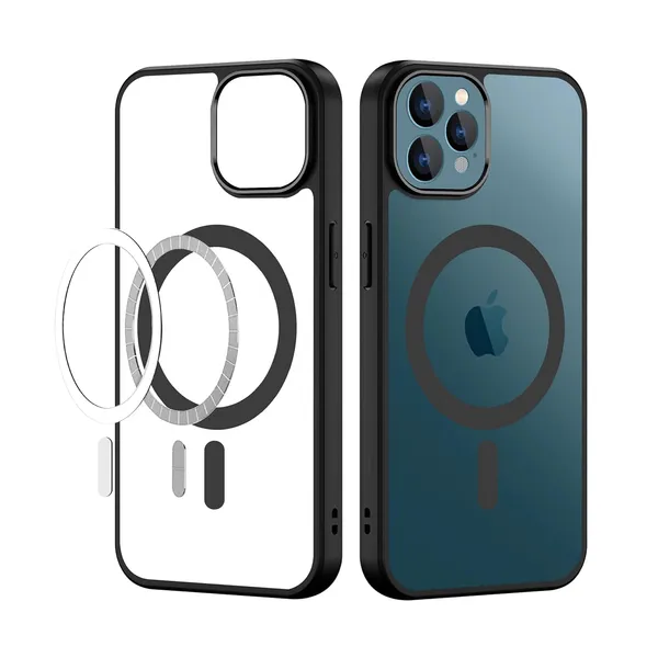Black_Bumper_Hard_Back_Cover_Case_Magsafe_Compatible_With_Iphone_12_/_Iphone_12_Pro__Wireless_Charging__Ultrahybrid_Full_Body_Protection_Bumper