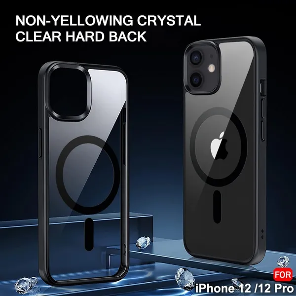 Black_Bumper_Hard_Back_Cover_Case_Magsafe_Compatible_With_Iphone_12_/_Iphone_12_Pro__Wireless_Charging__Ultrahybrid_Full_Body_Protection_Bumper