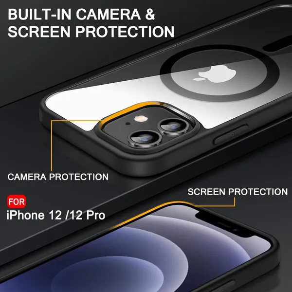 Black_Bumper_Hard_Back_Cover_Case_Magsafe_Compatible_With_Iphone_12_/_Iphone_12_Pro__Wireless_Charging__Ultrahybrid_Full_Body_Protection_Bumper