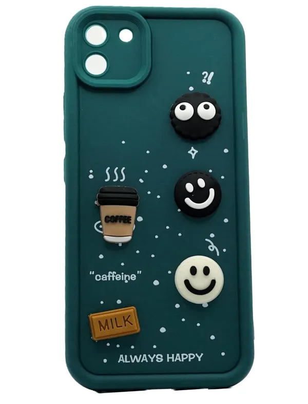 Green_Coffee_Tpu_Silicone_Back_Case_Cover_Compatible_With_Realme_C11_2020__Cute_Fun_Cartoon_3D_Ball__Full_Body_Protection__Camera_Protection_Green