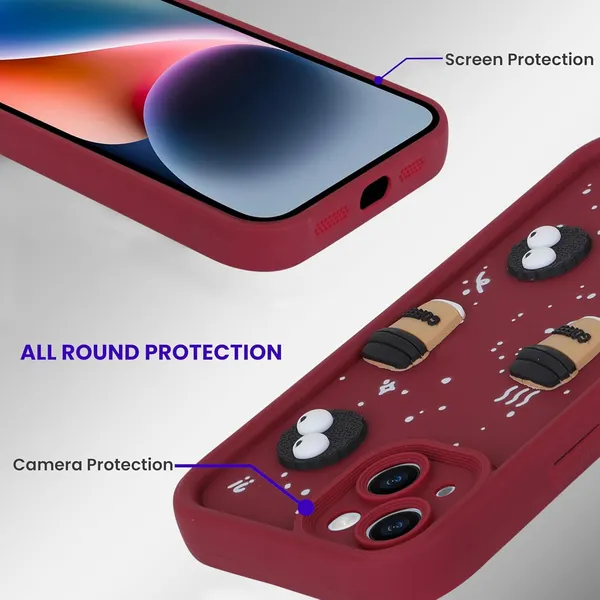 Coffee_Red_Coffee_Tpu_Silicone_Back_Case_Cover_Compatible_With_Realme_11X__Cute_Fun_Cartoon_3D_Ball__Full_Body_Protection__Camera_Protection_Red