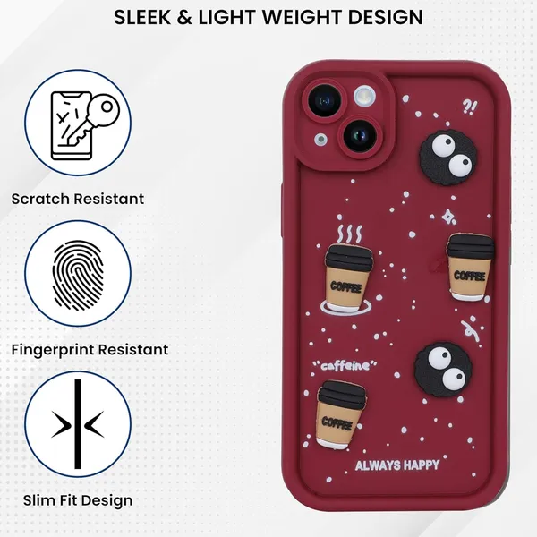 Coffee_Red_Coffee_Tpu_Silicone_Back_Case_Cover_Compatible_With_Realme_11X__Cute_Fun_Cartoon_3D_Ball__Full_Body_Protection__Camera_Protection_Red