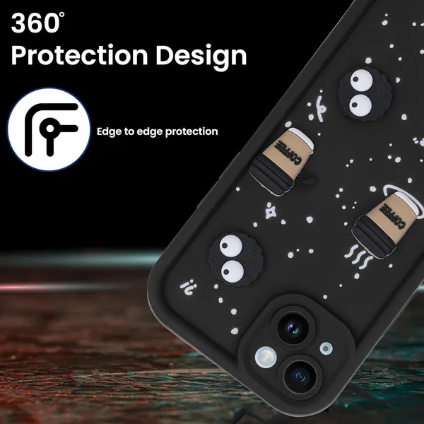 Coffee_Black_Coffee_Tpu_Silicone_Back_Case_Cover_Compatible_With_Realme_C15__Cute_Fun_Cartoon_3D_Ball__Full_Body_Protection__Camera_Protection