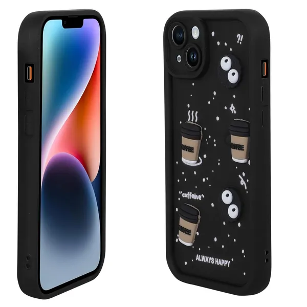 Coffee_Black_Coffee_Tpu_Silicone_Back_Case_Cover_Compatible_With_Realme_C15__Cute_Fun_Cartoon_3D_Ball__Full_Body_Protection__Camera_Protection