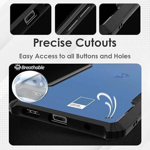 Bumper_Black_Shockproof_Bumper_Crystal__Back_Case_Cover_Compatible_With_Motorola_Moto_Edge_50_5G__Minimalist_Pc+Tpu_360_Protection_Tough_Rugged_Design