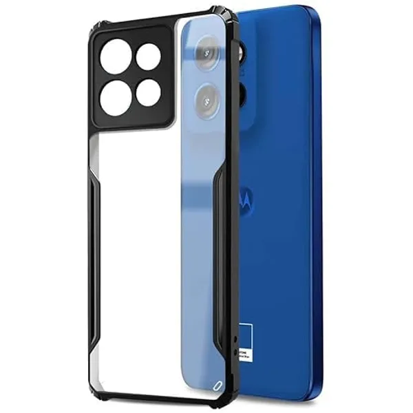 Bumper_Black_Shockproof_Bumper_Crystal__Back_Case_Cover_Compatible_With_Motorola_Moto_Edge_50_5G__Minimalist_Pc+Tpu_360_Protection_Tough_Rugged_Design