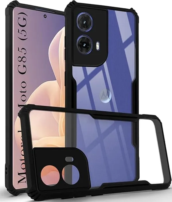 Bumper_Black_Shockproof_Bumper_Crystal__Back_Case_Cover_Compatible_With_Motorola_Moto_G52_/_G82_5G__Minimalist_Pc+Tpu_360_Protection_Tough_Rugged_Design
