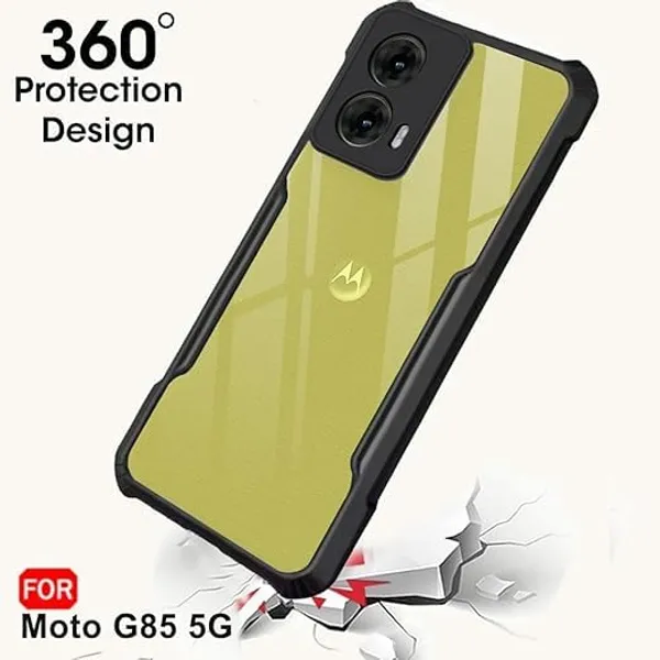 Bumper_Black_Shockproof_Bumper_Crystal__Back_Case_Cover_Compatible_With_Motorola_Moto_G52_/_G82_5G__Minimalist_Pc+Tpu_360_Protection_Tough_Rugged_Design