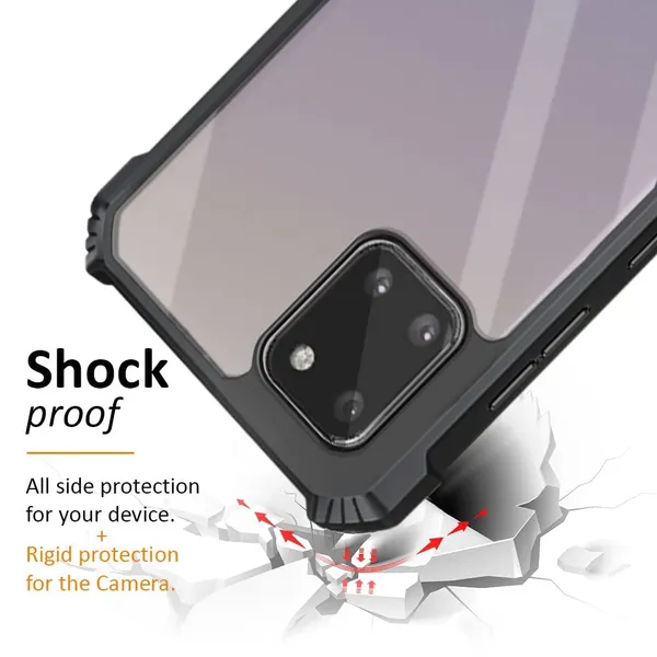 Bumper_Black_Shockproof_Bumper_Crystal__Back_Case_Cover_Compatible_With_Samsung_Galaxy_A81_/_M60S_/_Note_10_Lite__Minimalist_Pc+Tpu_360_Protection_Tough_Rugged_Design
