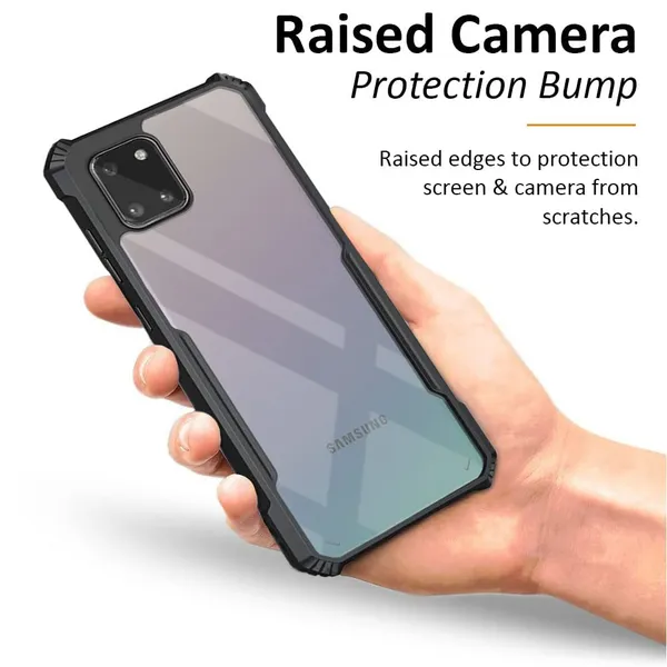 Bumper_Black_Shockproof_Bumper_Crystal__Back_Case_Cover_Compatible_With_Samsung_Galaxy_A81_/_M60S_/_Note_10_Lite__Minimalist_Pc+Tpu_360_Protection_Tough_Rugged_Design