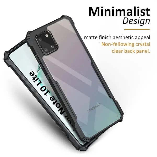 Bumper_Black_Shockproof_Bumper_Crystal__Back_Case_Cover_Compatible_With_Samsung_Galaxy_A81_/_M60S_/_Note_10_Lite__Minimalist_Pc+Tpu_360_Protection_Tough_Rugged_Design
