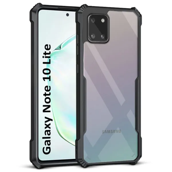Bumper_Black_Shockproof_Bumper_Crystal__Back_Case_Cover_Compatible_With_Samsung_Galaxy_A81_/_M60S_/_Note_10_Lite__Minimalist_Pc+Tpu_360_Protection_Tough_Rugged_Design