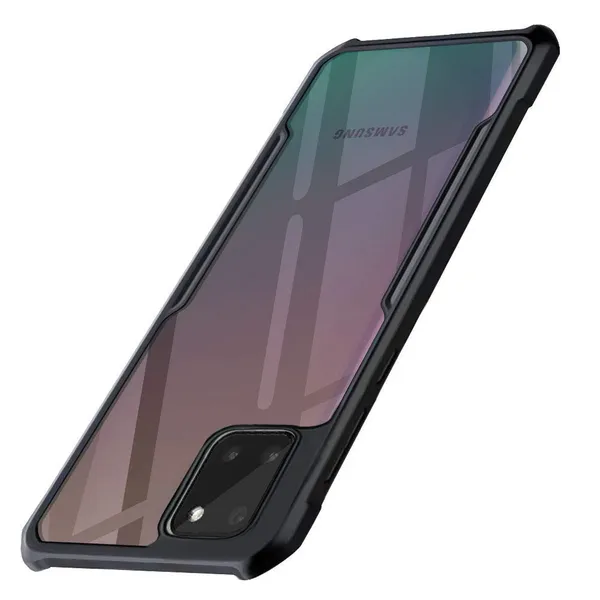 Bumper_Black_Shockproof_Bumper_Crystal__Back_Case_Cover_Compatible_With_Samsung_Galaxy_A81_/_M60S_/_Note_10_Lite__Minimalist_Pc+Tpu_360_Protection_Tough_Rugged_Design