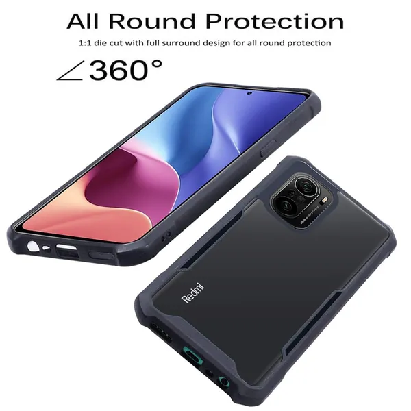 Bumper_Black_Shockproof_Bumper_Crystal__Back_Case_Cover_Compatible_With_Xiaomi_Redmi_K40/_K40_Pro/_K40_Pro_Plus/Mi_11I/11X/_11X_Pro/Poco_F3_Pc+Tpu_Protection_Tough_Rugged_Design