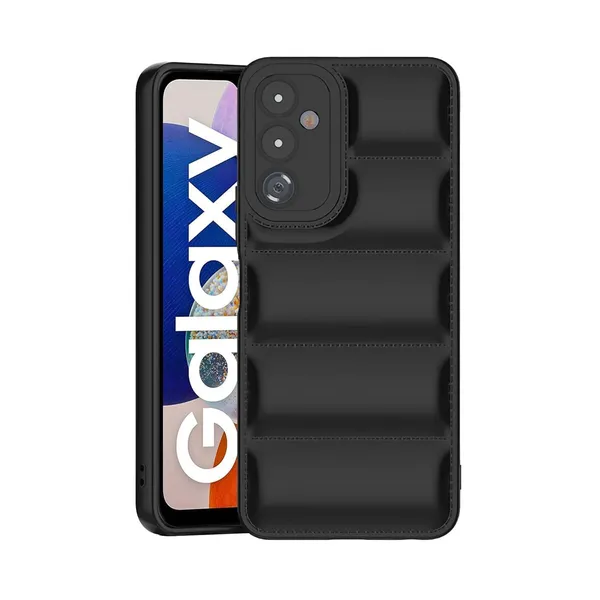 Puffer_Black_Quilted_Puffer_�_Soft_Touch_Stylish_Design_Back_Case_Cover_Compatible_With_Samsung_Galaxy_A14_4G_5G__Shockproof_Silicone_Bumper_With_Camera_Protection_�
