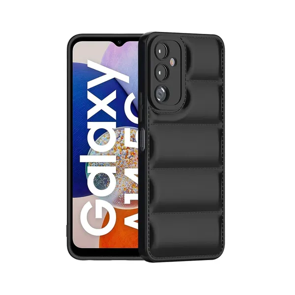 Puffer_Black_Quilted_Puffer_�_Soft_Touch_Stylish_Design_Back_Case_Cover_Compatible_With_Samsung_Galaxy_A14_4G_5G__Shockproof_Silicone_Bumper_With_Camera_Protection_�