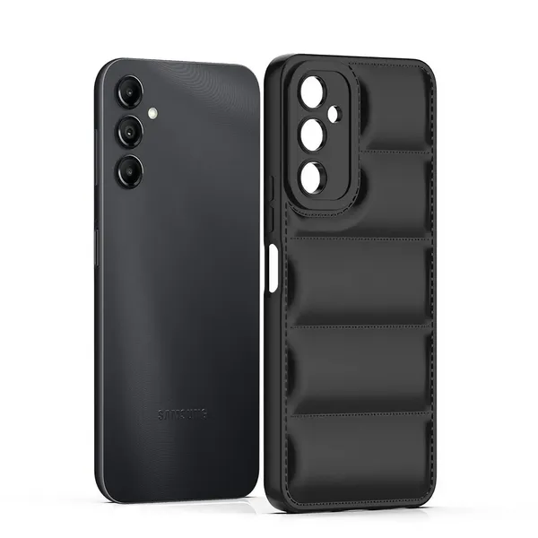 Puffer_Black_Quilted_Puffer_�_Soft_Touch_Stylish_Design_Back_Case_Cover_Compatible_With_Samsung_Galaxy_A14_4G_5G__Shockproof_Silicone_Bumper_With_Camera_Protection_�