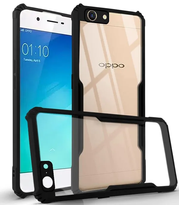 Bumper_Black_Shockproof_Bumper_Crystal__Back_Case_Cover_Compatible_With_Oppo_A57_2016_/_Oppo_A39__Minimalist_Pc+Tpu_360_Protection_Tough_Rugged_Design