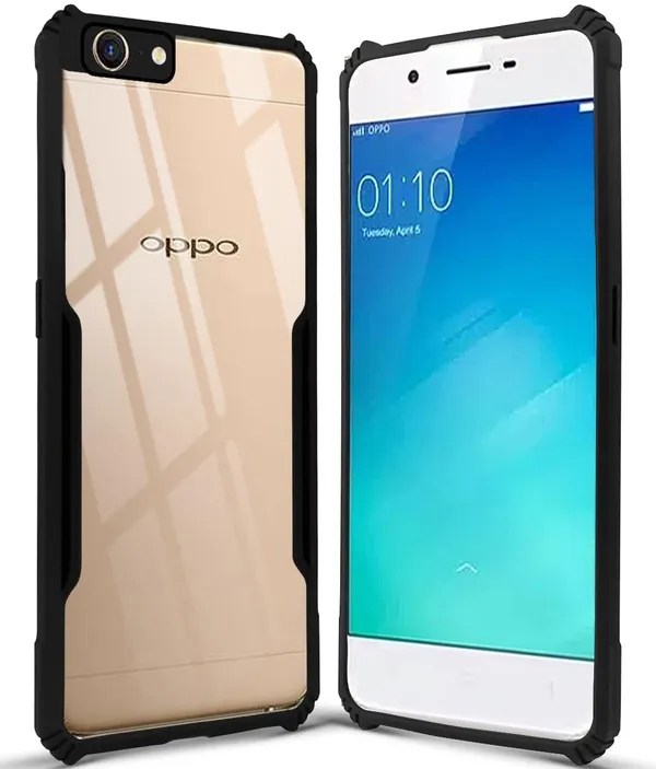 Bumper_Black_Shockproof_Bumper_Crystal__Back_Case_Cover_Compatible_With_Oppo_A57_2016_/_Oppo_A39__Minimalist_Pc+Tpu_360_Protection_Tough_Rugged_Design