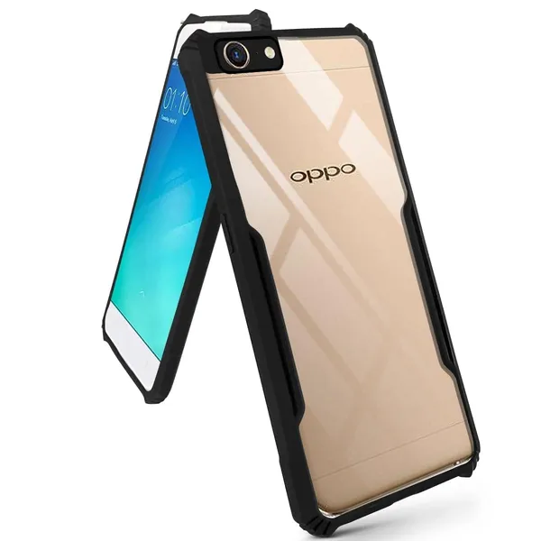 Bumper_Black_Shockproof_Bumper_Crystal__Back_Case_Cover_Compatible_With_Oppo_A57_2016_/_Oppo_A39__Minimalist_Pc+Tpu_360_Protection_Tough_Rugged_Design