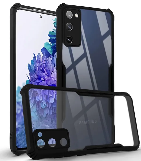 Clear_Shockproof_Bumper_Crystal__Back_Case_Cover_Compatible_With_Samsung_Galaxy_S20_Fe_4G_5G__Minimalist_Pc+Tpu_360_Protection_Tough_Rugged_Design