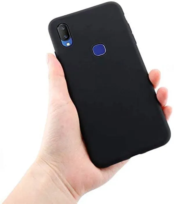 Silicone_Black_Silicone_Back_Case_Cover_Compatible_With_Vivo_Y91_/_Y93_/_Y95_/_Y91I_/_Y90_/_U1__Slim_Liquid_Silicone_Soft_Gel_Rubber__Camera_Protection