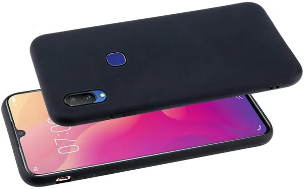 Silicone_Black_Silicone_Back_Case_Cover_Compatible_With_Vivo_Y91_/_Y93_/_Y95_/_Y91I_/_Y90_/_U1__Slim_Liquid_Silicone_Soft_Gel_Rubber__Camera_Protection