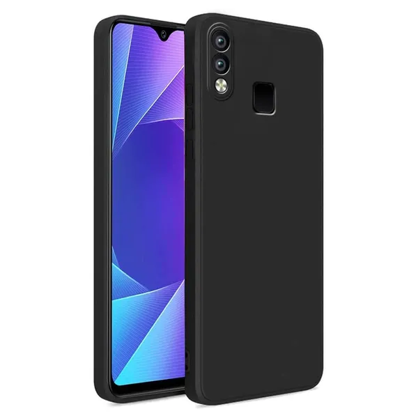 Silicone_Black_Silicone_Back_Case_Cover_Compatible_With_Vivo_Y91_/_Y93_/_Y95_/_Y91I_/_Y90_/_U1__Slim_Liquid_Silicone_Soft_Gel_Rubber__Camera_Protection