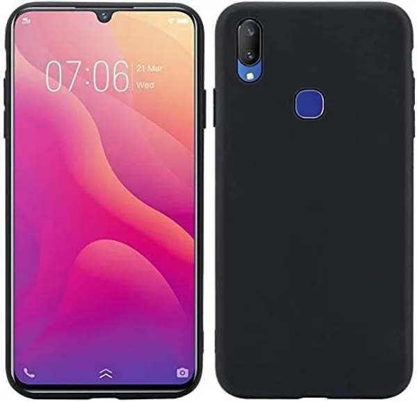 Silicone_Black_Silicone_Back_Case_Cover_Compatible_With_Vivo_Y91_/_Y93_/_Y95_/_Y91I_/_Y90_/_U1__Slim_Liquid_Silicone_Soft_Gel_Rubber__Camera_Protection