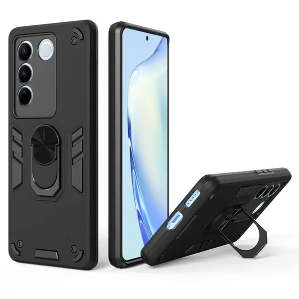 KickStand_Black_Upgraded_Kickstand_Series_Tpu+Pc_Matte_Dual_Layer_Protective_Hybrid_Ultra_Rugged_Bumper_Armor_Shockproof_360°_Back_Case_Cover_Compatible_With_Samsung_Galaxy_A14_4G_5G