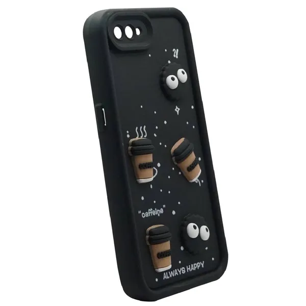 Coffee_Black_Coffee_Tpu_Silicone_Back_Case_Cover_Compatible_With_Realme_C2_/_Oppo_A1K__Cute_Fun_Cartoon_3D_Ball__Full_Body_Protection__Camera_Protection