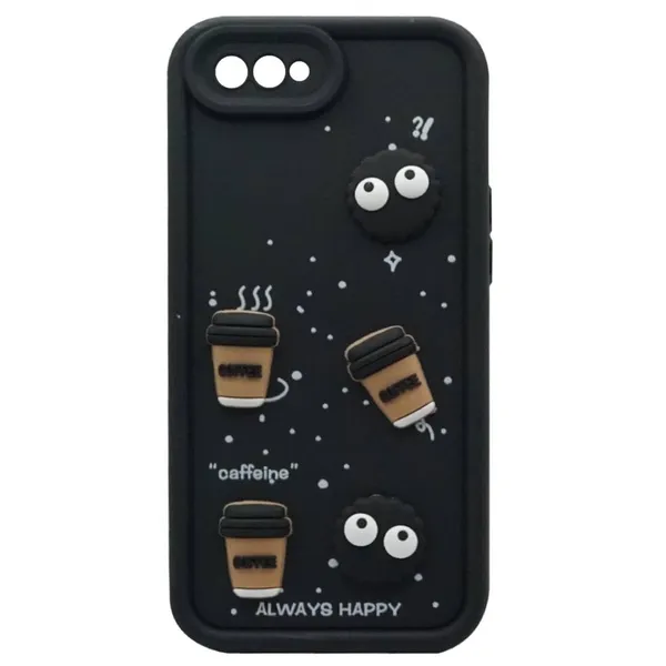 Coffee_Black_Coffee_Tpu_Silicone_Back_Case_Cover_Compatible_With_Realme_C2_/_Oppo_A1K__Cute_Fun_Cartoon_3D_Ball__Full_Body_Protection__Camera_Protection