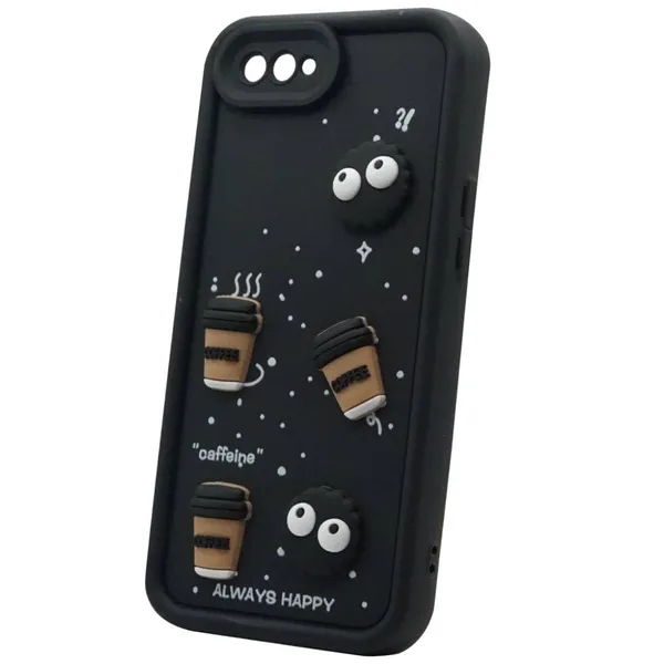 Coffee_Black_Coffee_Tpu_Silicone_Back_Case_Cover_Compatible_With_Realme_C2_/_Oppo_A1K__Cute_Fun_Cartoon_3D_Ball__Full_Body_Protection__Camera_Protection