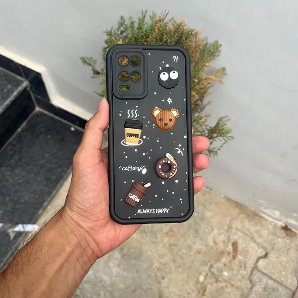 Coffee_Black_Coffee_Tpu_Silicone_Back_Case_Cover_Compatible_With_Oppo_A54_4G__Cute_Fun_Cartoon_3D_Ball__Full_Body_Protection__Camera_Protection