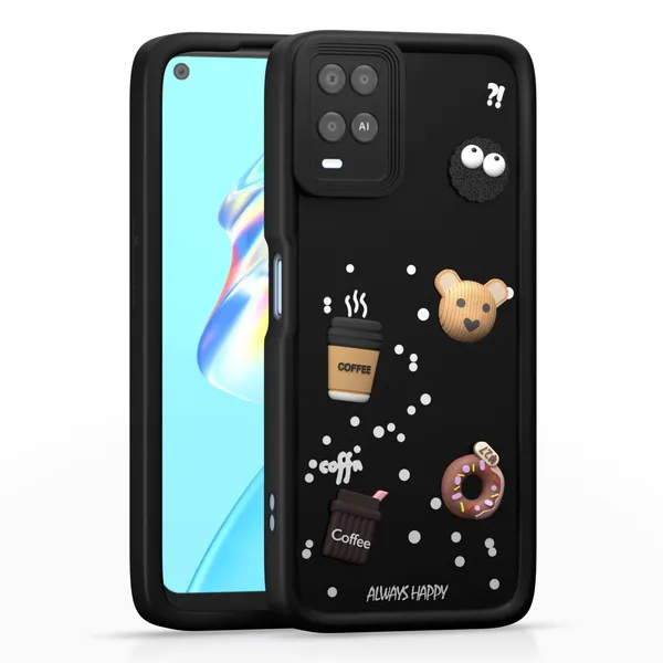 Coffee_Black_Coffee_Tpu_Silicone_Back_Case_Cover_Compatible_With_Oppo_A54_4G__Cute_Fun_Cartoon_3D_Ball__Full_Body_Protection__Camera_Protection