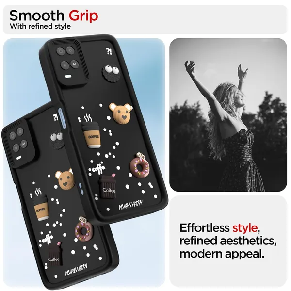 Coffee_Black_Coffee_Tpu_Silicone_Back_Case_Cover_Compatible_With_Oppo_A54_4G__Cute_Fun_Cartoon_3D_Ball__Full_Body_Protection__Camera_Protection