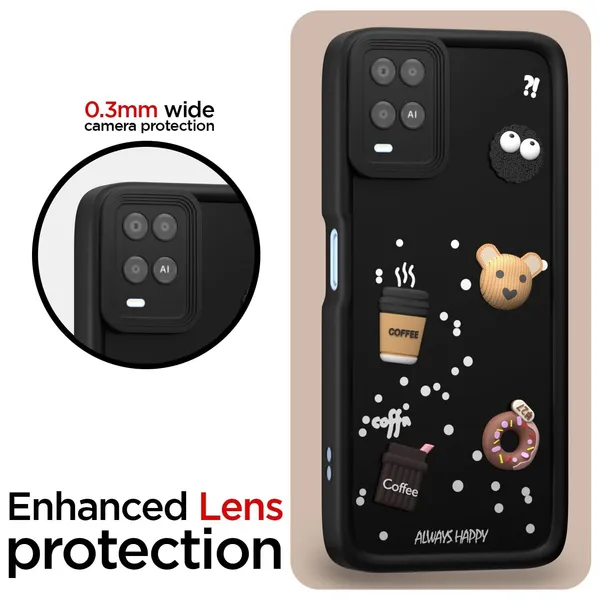 Coffee_Black_Coffee_Tpu_Silicone_Back_Case_Cover_Compatible_With_Oppo_A54_4G__Cute_Fun_Cartoon_3D_Ball__Full_Body_Protection__Camera_Protection