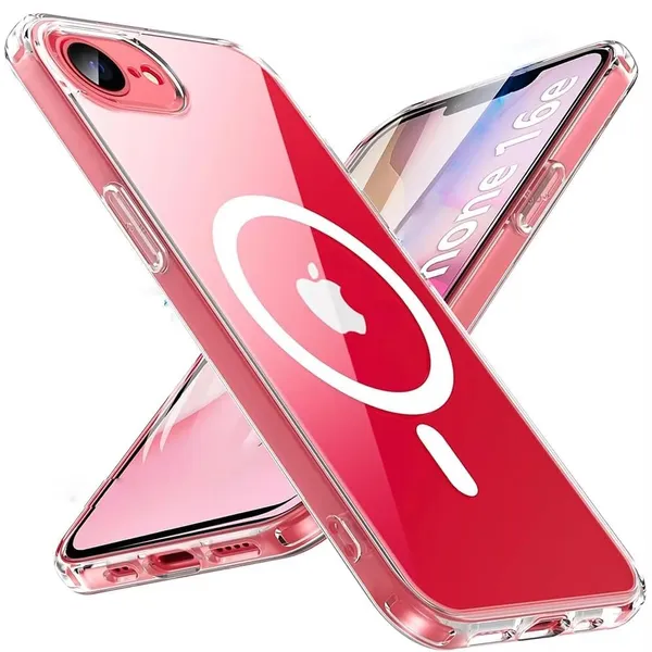 Clear_MagSafe_Hard_Hard_Crystal_Back_Cover_Case_Compatible_With_Magsafe_Iphone_16E__Magnetic_Wireless_Charging_Ultra_Light_Thin_100%_Non_Yellowing_Scratch_Resistant_Polycarbonate