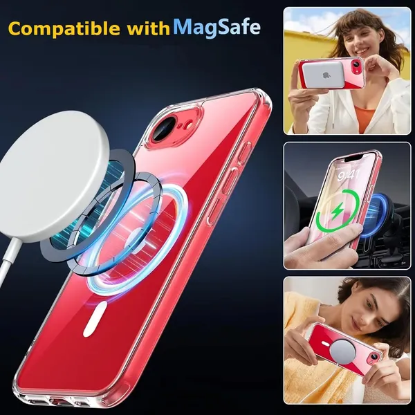 Clear_MagSafe_Hard_Hard_Crystal_Back_Cover_Case_Compatible_With_Magsafe_Iphone_16E__Magnetic_Wireless_Charging_Ultra_Light_Thin_100%_Non_Yellowing_Scratch_Resistant_Polycarbonate