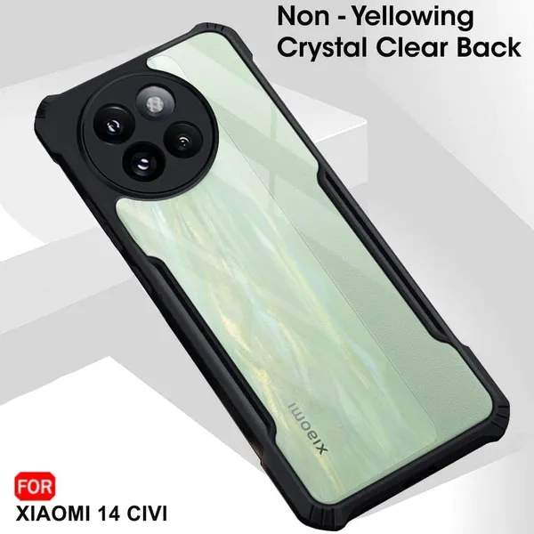 Clear_Hard_Shockproof_Bumper_Crystal__Back_Case_Cover_Compatible_With_Xiaomi_14_Civi__Minimalist_Pc+Tpu_360_Protection_Tough_Rugged_Design