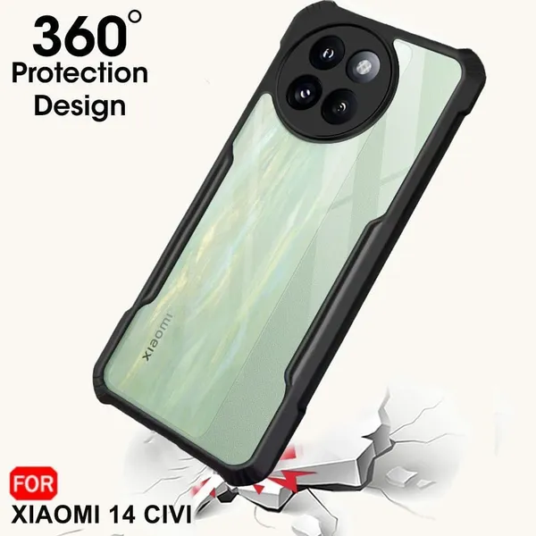 Clear_Hard_Shockproof_Bumper_Crystal__Back_Case_Cover_Compatible_With_Xiaomi_14_Civi__Minimalist_Pc+Tpu_360_Protection_Tough_Rugged_Design