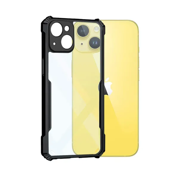 Bumper_Black_Shockproof_Bumper_Crystal__Back_Case_Cover_Compatible_With_Iphone_13__Minimalist_Pc+Tpu_360_Protection_Tough_Rugged_Design